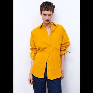 ❗️Last❗️Zara yellow Mustard Fine Waled Corduroy Shirt